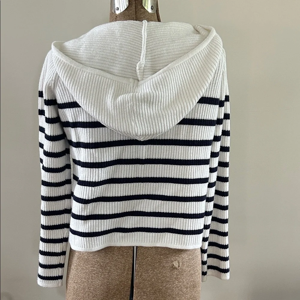 Evereve Isabel Hoodie Navy and White Striped Cardigan size XS - Picture 2 of 5